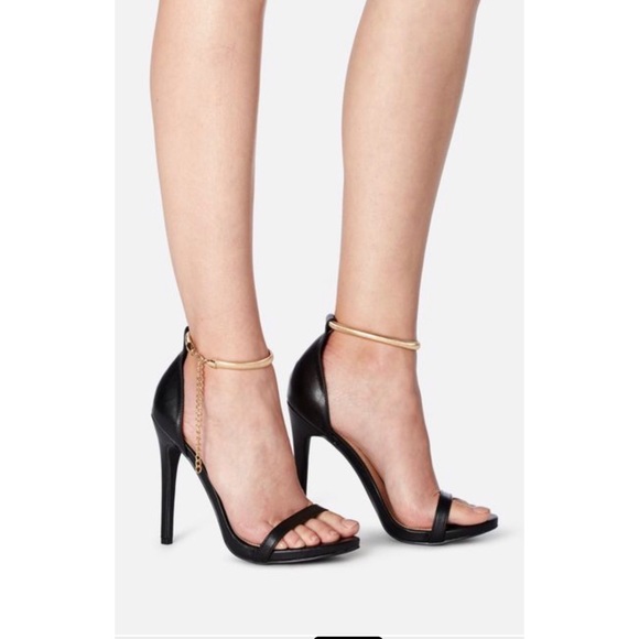🆕JustFab Black Stiletto with Gold Anklet Closure - Picture 5 of 6